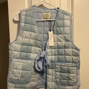 Blue Patchwork Quilted Vest